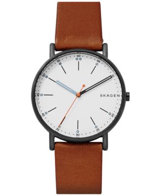Skagen - Men's Signatur Brown Leather Strap Watch 40mm SKW6374
