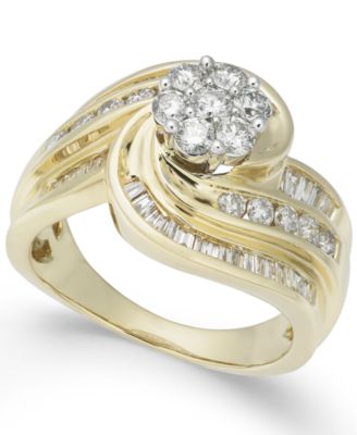Macy's Brand - Diamond Swirl Cluster Ring (1-1/4 ct. t.w.) in 14k Gold
