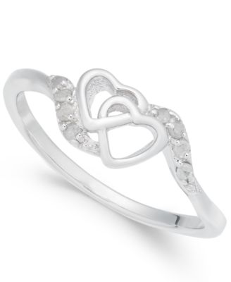 Macy's Brand - Diamond Interlocked Heart Ring (1/10 ct. t.w.) in Sterling Silver