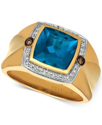 Le Vian - Men's London Blue Topaz (4-1/8 ct. t.w.) & Diamond (1/5 ct. t.w.) Ring in 14k Gold