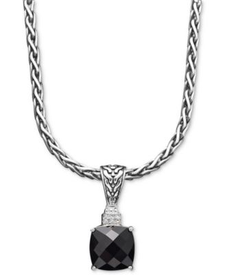 EFFY Collection - Onyx (5-1/5 ct. t.w.) and Diamond Accent Pendant in Sterling Silver