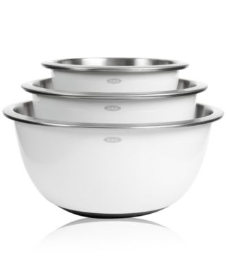 OXO - Mixing Bowls, Set of 3 White Stainless Steel