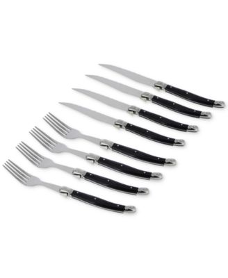 French Home - Laguiole 8-Pc. Faux Onyx Steak Knife & Fork Set