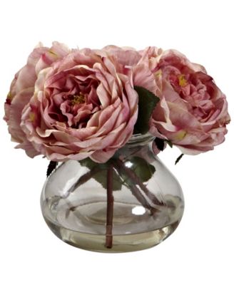 Nearly Natural - Fancy Pink Rose Arrangement with Vase