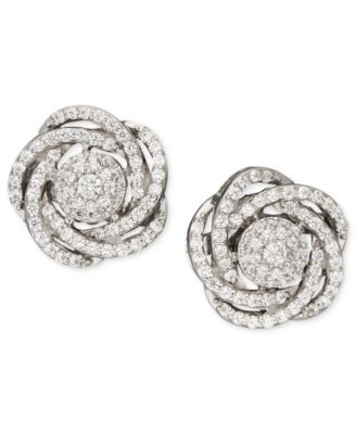 Wrapped in Love - Diamond Earrings, 14k White Gold Diamond Pave Knot Earrings (1 ct. t.w.)