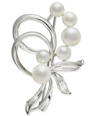Macy's Brand - Cultured Freshwater Pearl (7mm & 5mm) Pin in Sterling Silver or 18k Gold Over Silver