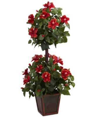 Nearly Natural - 39" Hibiscus Double Topiary Artificial Plant