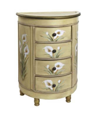 Nearly Natural - Antique-Style Accessory Table with Calla Lily Floral Art