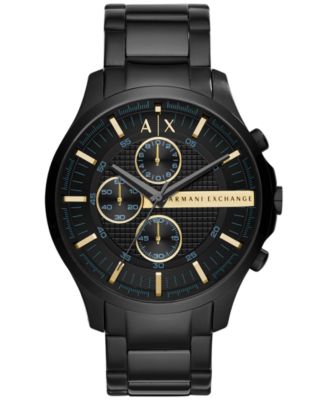 A|X Armani Exchange - Men's Chronograph Hampton Black Stainless Steel Bracelet Watch 46mm