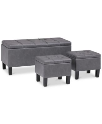 Simpli Home - Poway 3-Pc. Ottoman Bench, Quick Ship