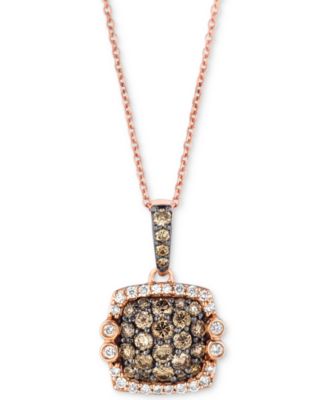 Le Vian - Diamond Square Cluster 18" Pendant Necklace (7/8 ct. t.w.) in 14k Rose Gold