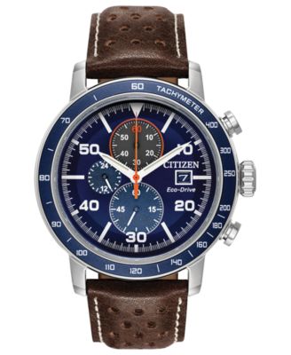 Citizen - Men's Chronograph Brycen Chestnut Brown Leather Strap Watch 44mm