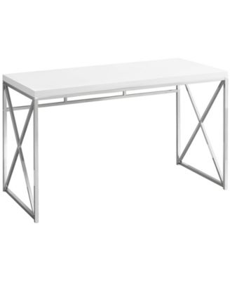 Monarch Specialties - Computer Desk - 48"L Glossy White Chrome Metal