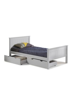 Alaterre Furniture - Harmony Twin Bed with Storage Drawers, Dove Gray