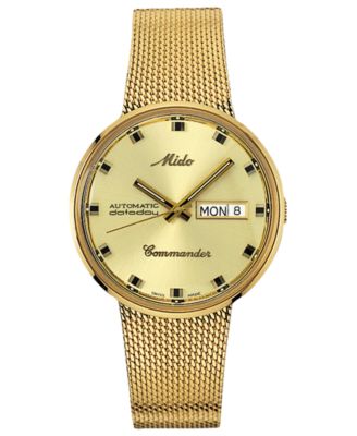 Mido - Men's Swiss Automatic Commander Gold-Tone PVD Stainless Steel Bracelet Watch 37mm