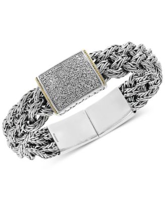 EFFY Collection - Diamond Pav&eacute; Woven Bracelet (1/2 ct. t.w.) in Sterling Silver & 18k Gold