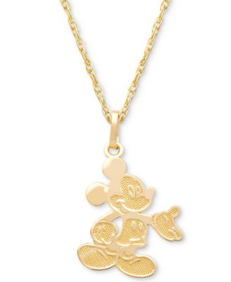 Disney - Children's Mickey Mouse 15" Pendant Necklace in 14k Gold