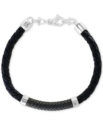 EFFY Collection - Men's Leather Bracelet in Sterling Silver