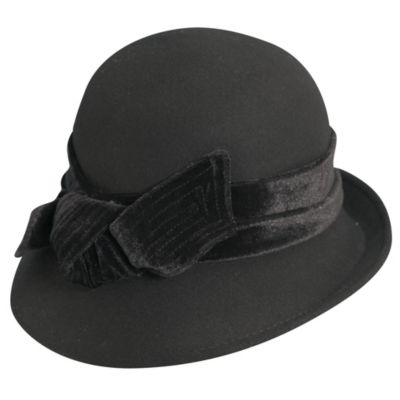 Dorfman Pacific - Wool Felt Cloche with Velvet Bow