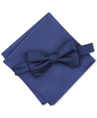 Alfani - Men's Solid Textured Pre-Tied Bow Tie & Solid Textured Pocket Square Set