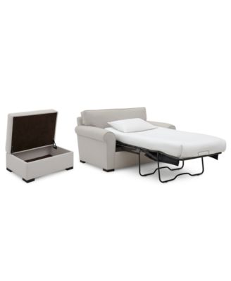 Furniture - Astra 59" Fabric Chair Bed & 36" Fabric Storage Ottoman Set