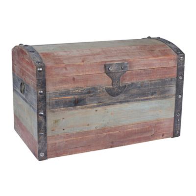 Household Essentials - Large Weathered Wooden Storage Trunk