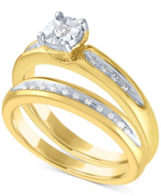 Promised Love - Diamond Bridal Set (1/10 ct. t.w.) in 14k Gold Over Sterling Silver