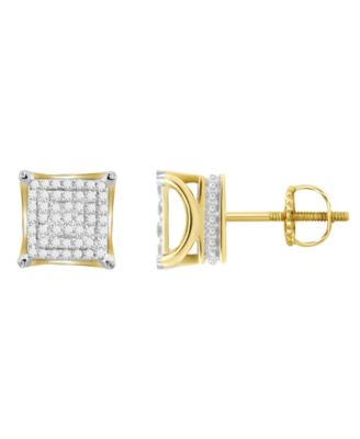 Macy's Brand - Men's Diamond (1/4 ct.t.w.) Square Earring Set in 10k Yellow Gold