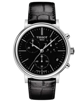 Tissot - Men's Swiss Chronograph Carson Premium Black Leather Strap Watch 41mm