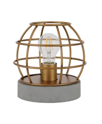Hudson & Canal - Kennet Table Lamp With Antique Brass Cage And Concrete Pedestal