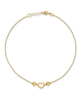 Macy's Brand - Polished Heart Anklet in 14k Yellow Gold