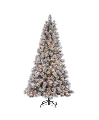 Sterling - 7.5-Foot High Flocked Pre-Lit Hard Mixed Needle Boise Pine with Warm White Lights