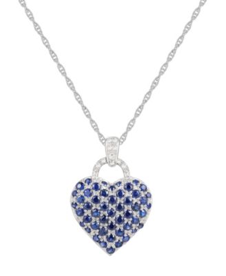 Macy's Brand - Sapphire (1-3/4 ct. t.w.) and  Diamond Accent Heart Pendant Necklace in Sterling Silver
