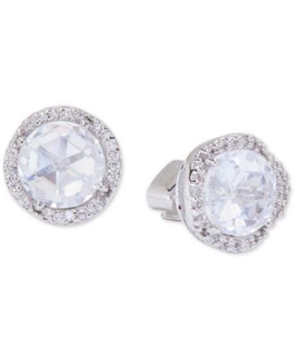 kate spade new york - Silver-Tone Pav&eacute; & Large Crystal Round Stud Earrings