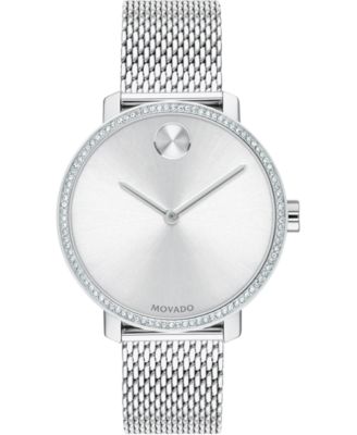 Movado - Women's Swiss Bold Stainless Steel Mesh Bracelet Watch 34mm