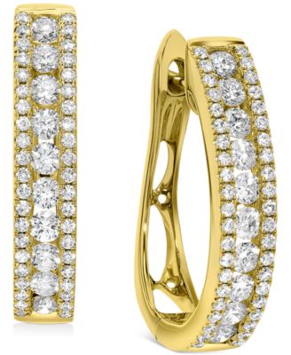 Macy's Brand - Diamond Oval Hoop Earrings (1 ct. t.w.) in 10k Gold