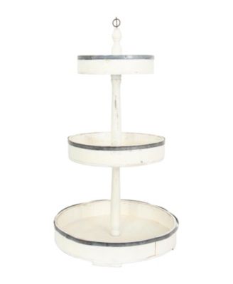 3R Studio - Decorative Wood  Tin 3 Tier Tray