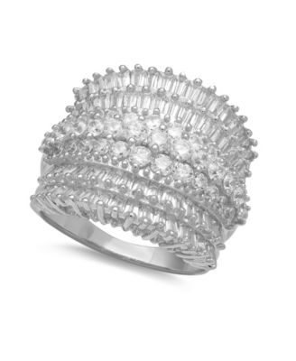 Giani Bernini - Cubic Zirconia Multi Row Princess, Baguette & Pave Band (4-1/5 ct. t.w.) in Sterling Silver or 18k Gold over Silver