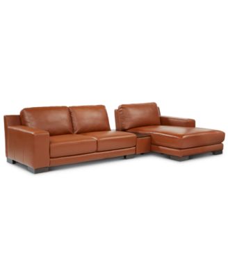 Macy's Brand - Darrium 3-Pc. Leather Chaise Sofa with Console