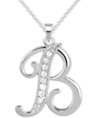 Macy's Brand - Diamond B Initial 18" Pendant Necklace (1/10 ct. t.w.) in Sterling Silver