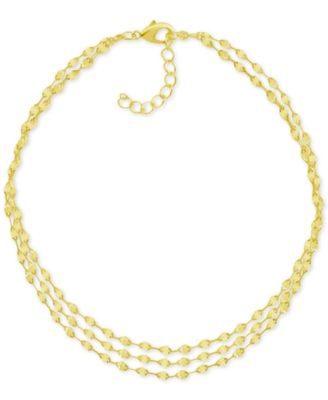 And Now This - Three-Row Mirror Chain Anklet in Silver-Plate