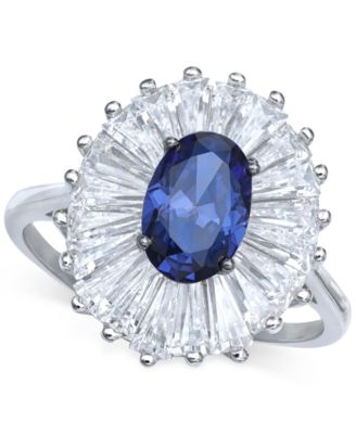 Giani Bernini - Cubic Zirconia Tapered Flower Oval & Baguette Ring (5-3/8 ct. t.w.) in Sterling Silver