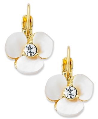 kate spade new york - Earrings, Gold-Tone Cream Disco Pansy Flower Leverback Earrings