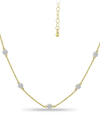 Giani Bernini - Cubic Zirconia Mini-Cluster Statement Necklace, 16" + 2" extender
