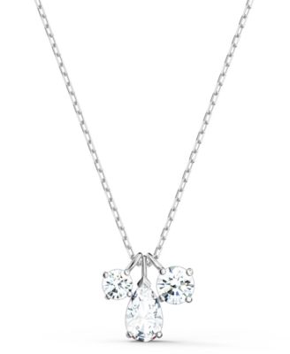Swarovski - Silver-Tone Triple Crystal Pendant Necklace, 15-5/8" + 2" extender