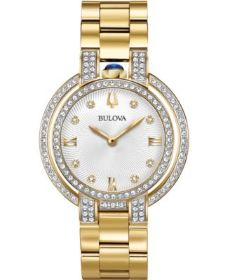 Bulova - Women's Rubiyat Diamond (1 ct. t.w.) Gold-Tone Stainless Steel Bracelet Watch 35mm