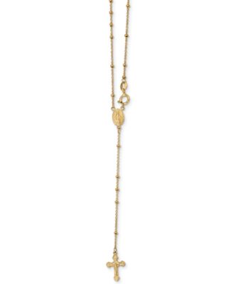 Macy's Brand - Cross Rosary 19-1/2" Lariat Necklace in 14k Gold