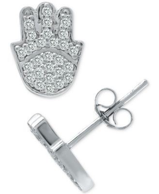 Giani Bernini - Cubic Zirconia Hamsa Hand Stud Earrings in Sterling Silver