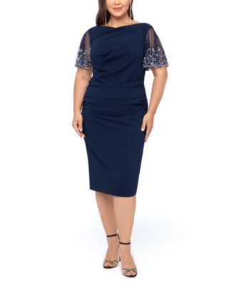Betsy & Adam - Plus Size Beaded-Sleeve Dress