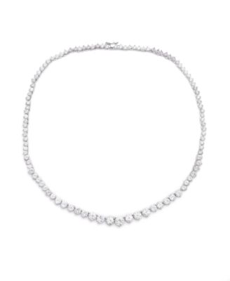 Macy's Brand - Graduated Cubic Zirconia Tennis Necklace In Fine Silver Plate